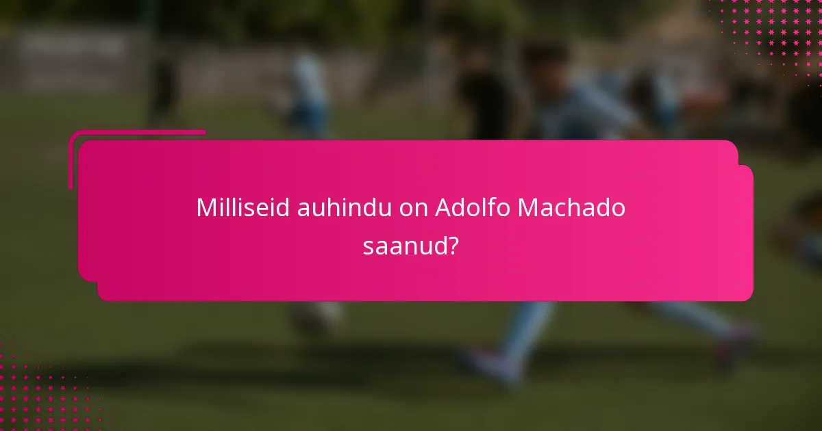 Milliseid auhindu on Adolfo Machado saanud?